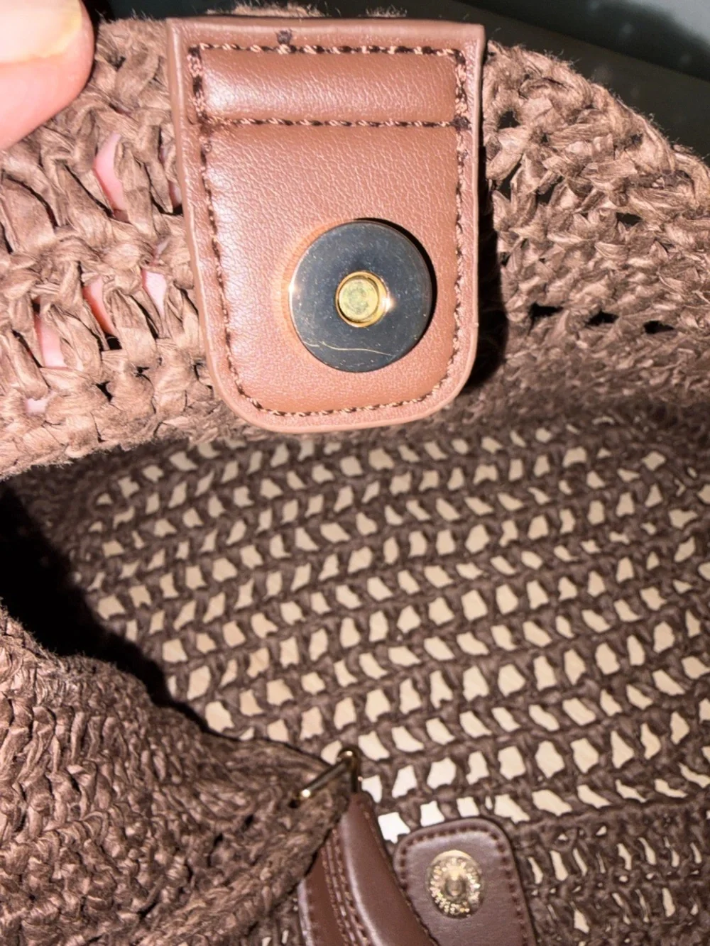 Woven natural fiber bag espresso